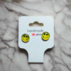 Yellow Emoji Smiley Face Circle Stud Earrings