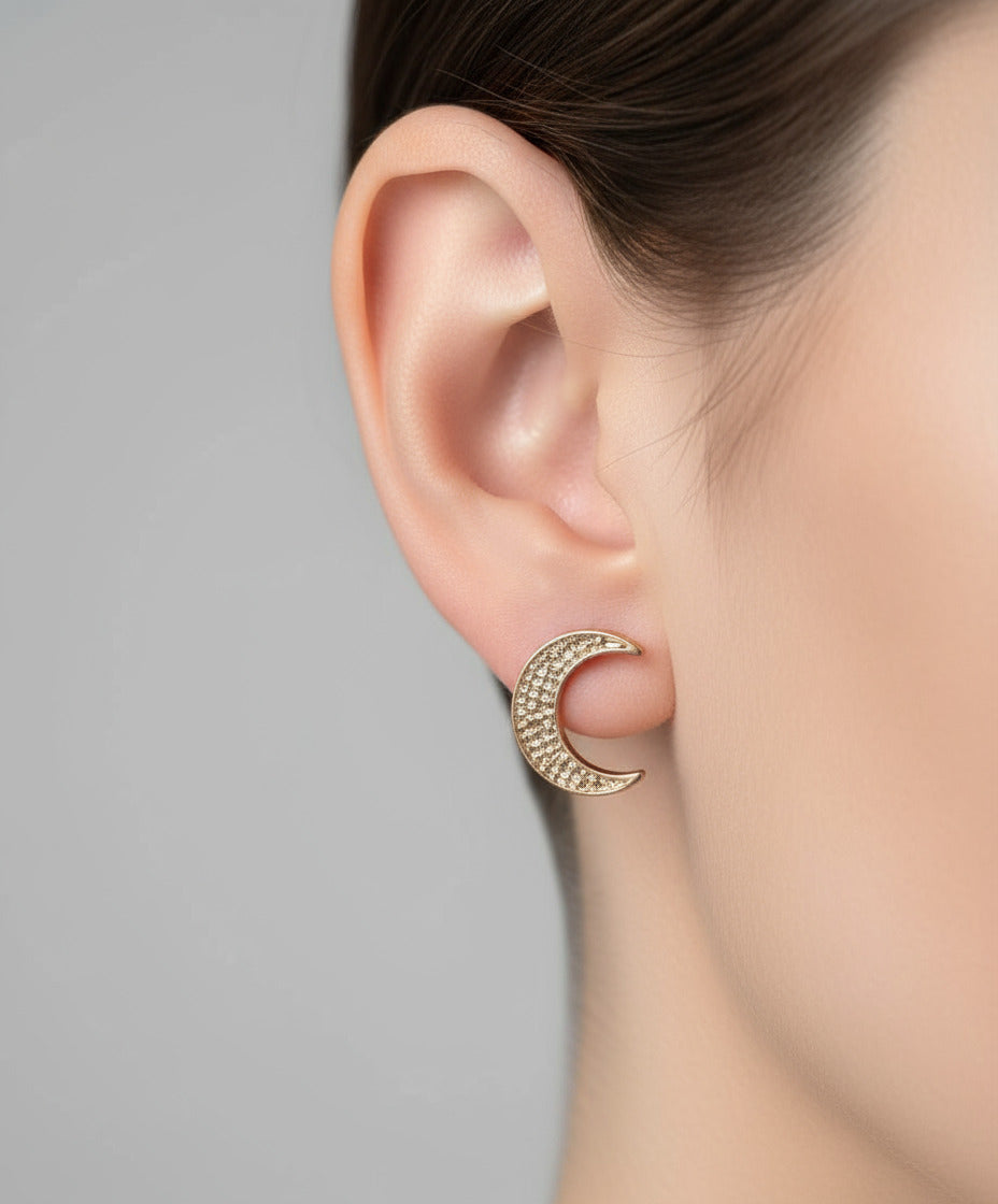 Crescent Moon Stud Earrings