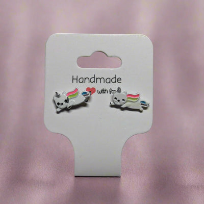 🦄 Unicorn Cat Flying Stud Earrings Set