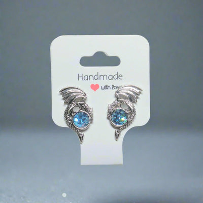 Dragon Baby Blue Gem Stud Earrings 💎