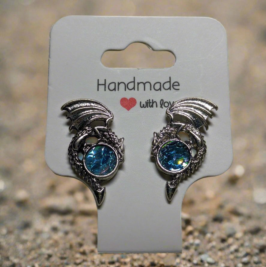 Dragon Baby Blue Gem Stud Earrings 💎