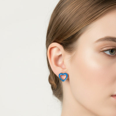 💙 Blue Light Heart Stud Earrings