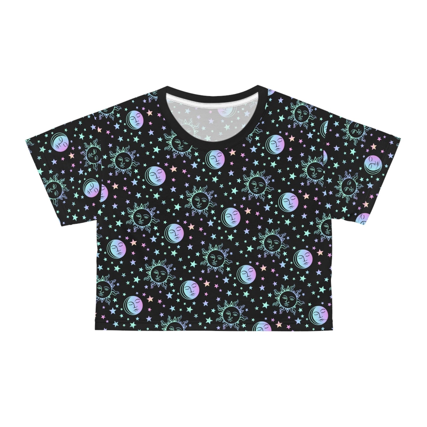 Black Rainbow Crop Top Moon Sun