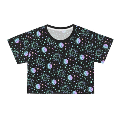 Black Rainbow Crop Top Moon Sun