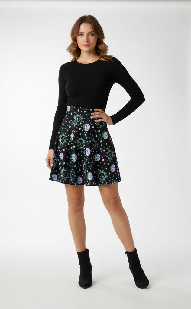 Black Rainbow Elastic Stretchy Skirt