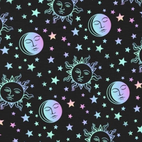 Black Rainbow Crop Top Moon Sun
