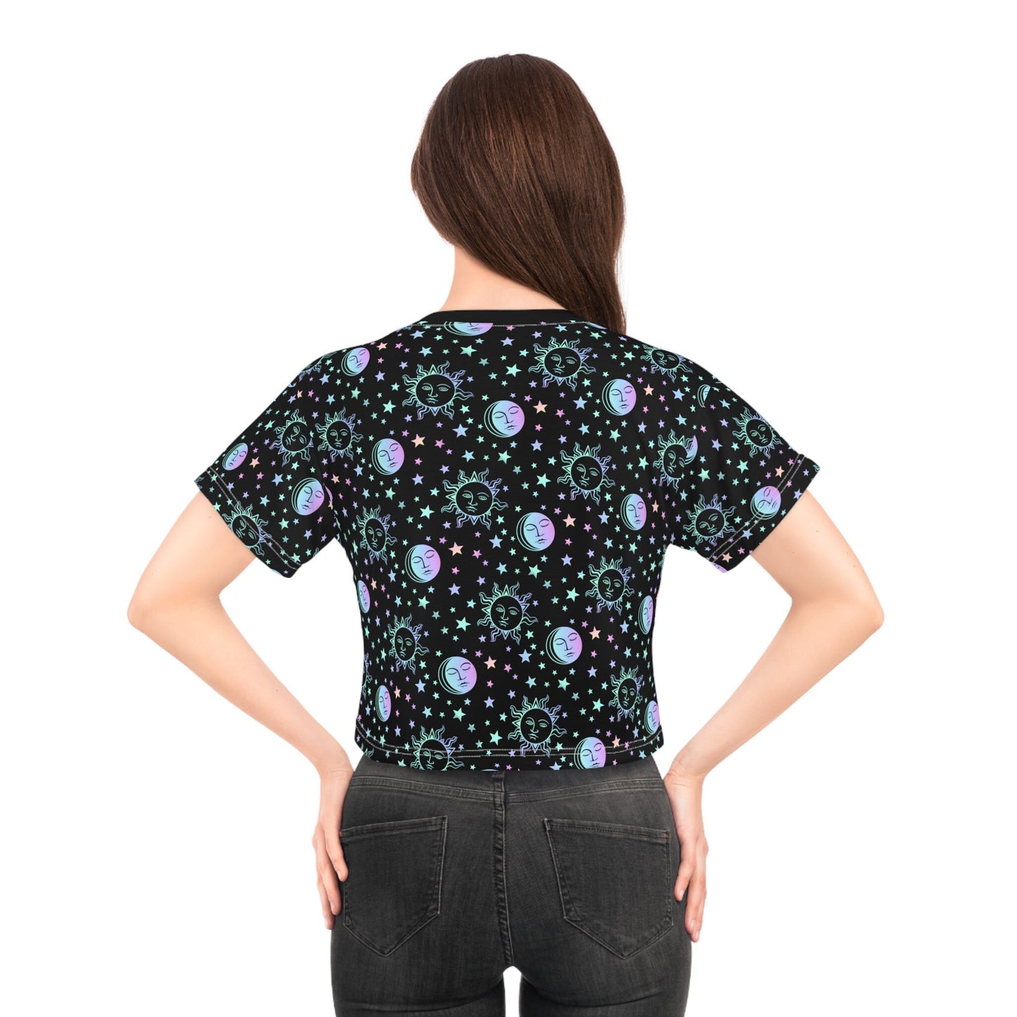 Black Rainbow Crop Top Moon Sun