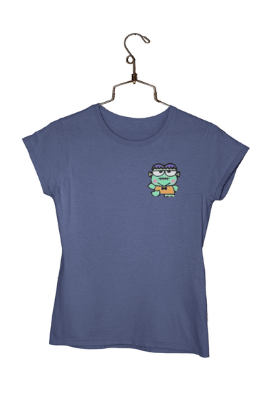 Blue V-Neck Keroppi &amp; Frankenstein T-Shirt