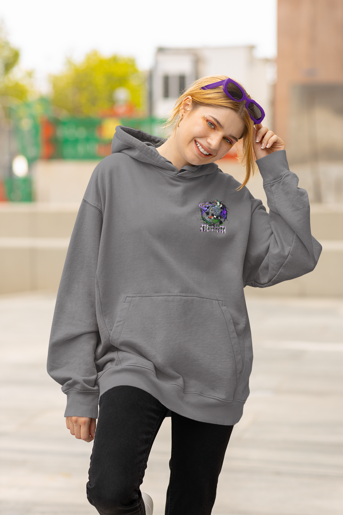 Grey Beetlejuice Graphic Hoodie