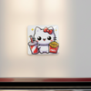 French Fries Soda Cat Set Magnet and Rainbow Glitter Sticker