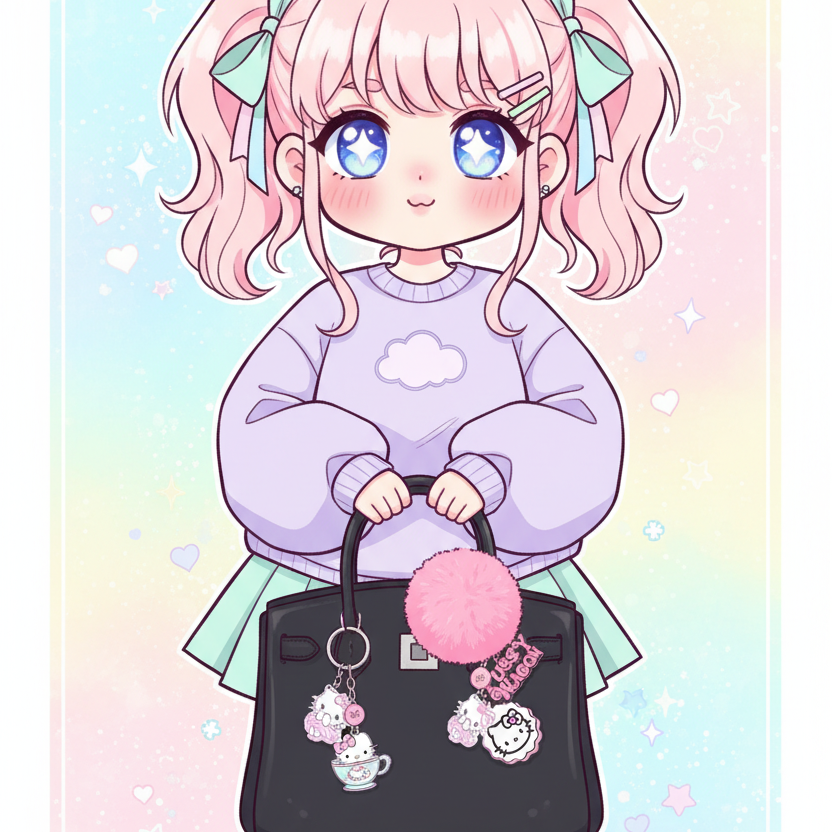 Pink Kitty Keychain