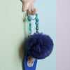Blue Pompom Kawaii Cat Keychain