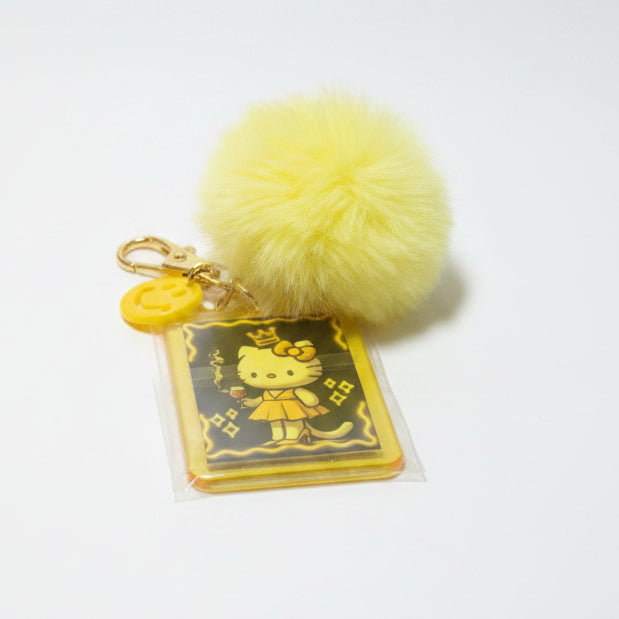 Neon Yellow Lillies Kitty Keychain