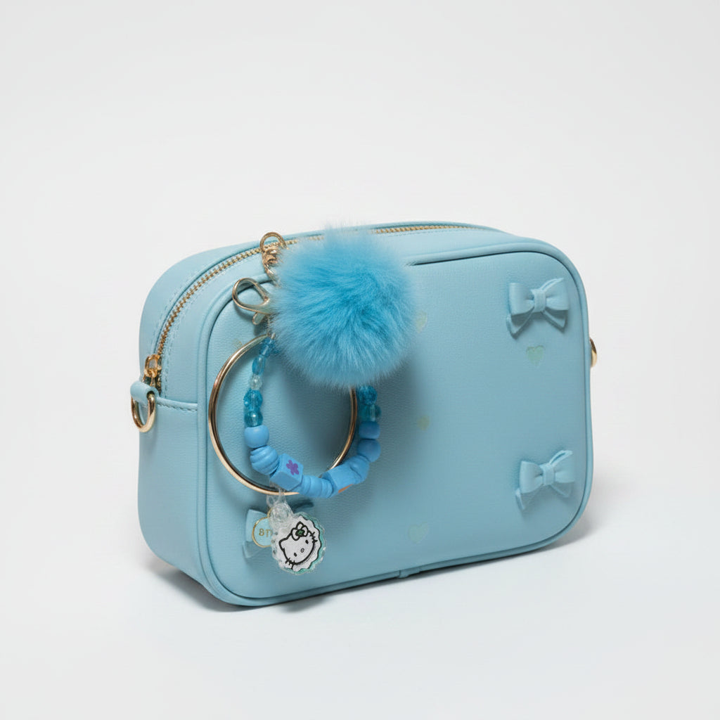 Kawaii Cat Blue Keychain