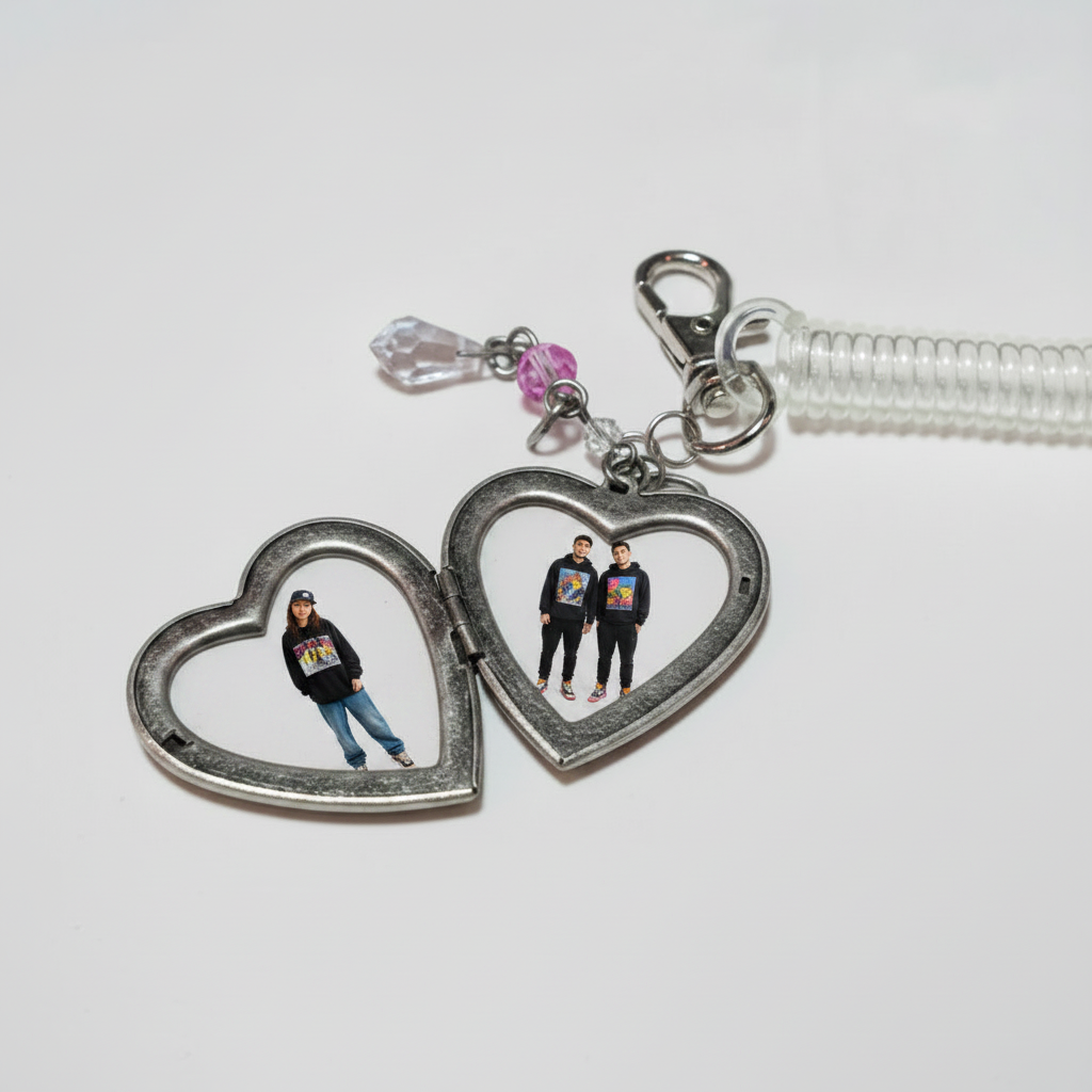 Heart Metal Locket Keychain