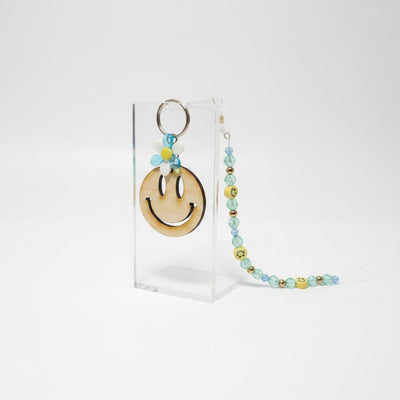 Smile Happy Face Wood Keychain