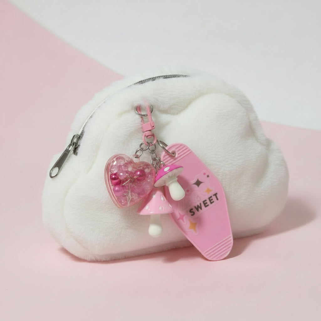 Life is Sweet Keychain Heart Mushroom