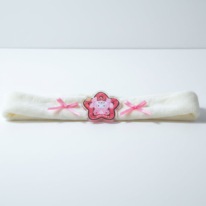 Pink and White Star Kawaii Headband with Bows