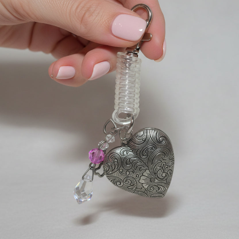 Heart Metal Locket Keychain