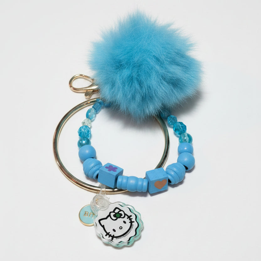Kawaii Cat Blue Keychain