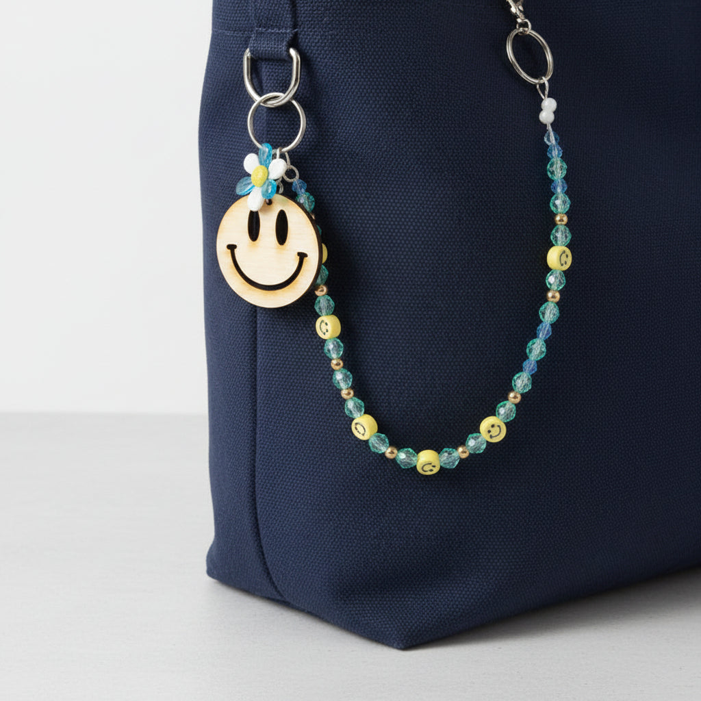 Smile Happy Face Wood Keychain