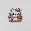 French Fries Soda Cat Set Magnet and Rainbow Glitter Sticker