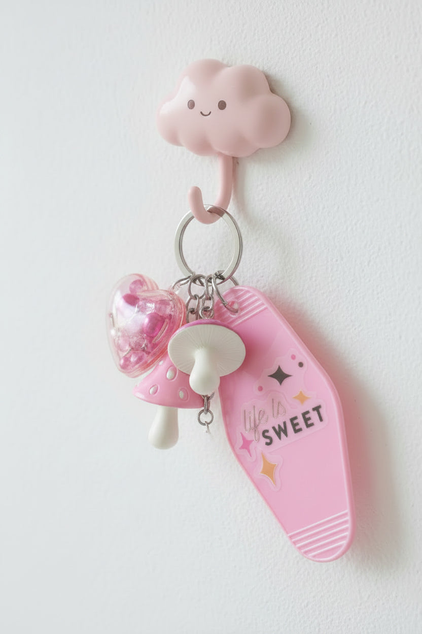 Life is Sweet Keychain Heart Mushroom