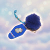 Blue Pompom Kawaii Cat Keychain