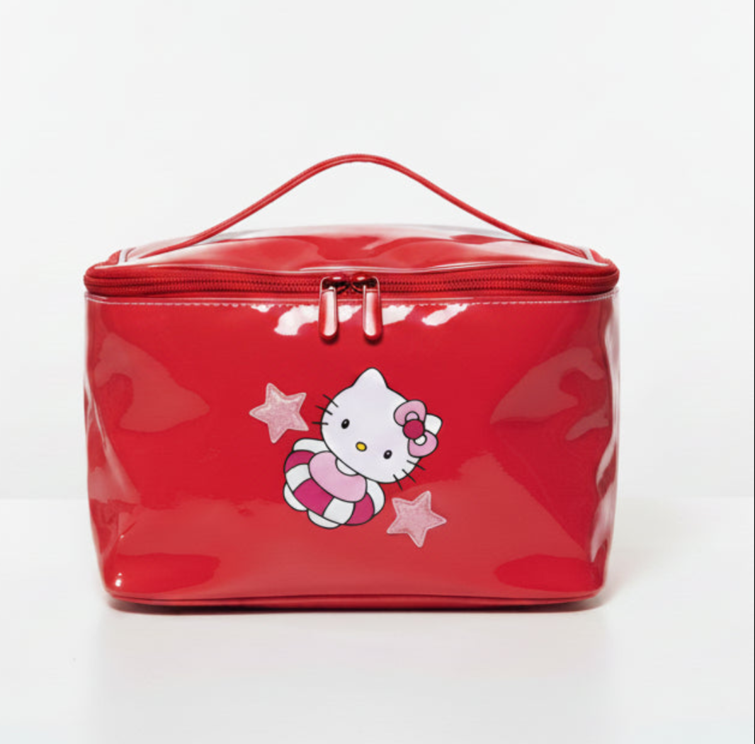Red Travel Bag Cute Cat Pink Stars
